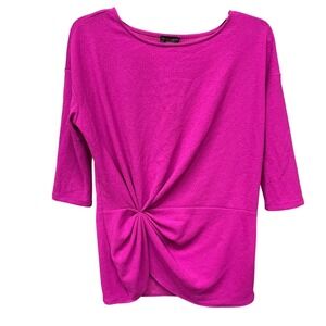 Vince Camuto Magenta Pink Front Twist Knot 3/4 Sleeve Blouse Top XS